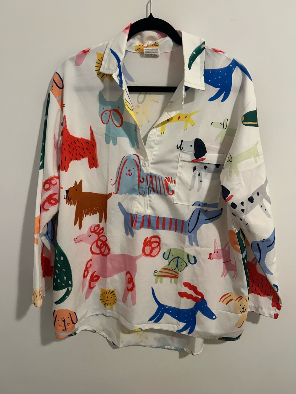 Colorful Dog Print Flowy Top 🐶🌸🌴
